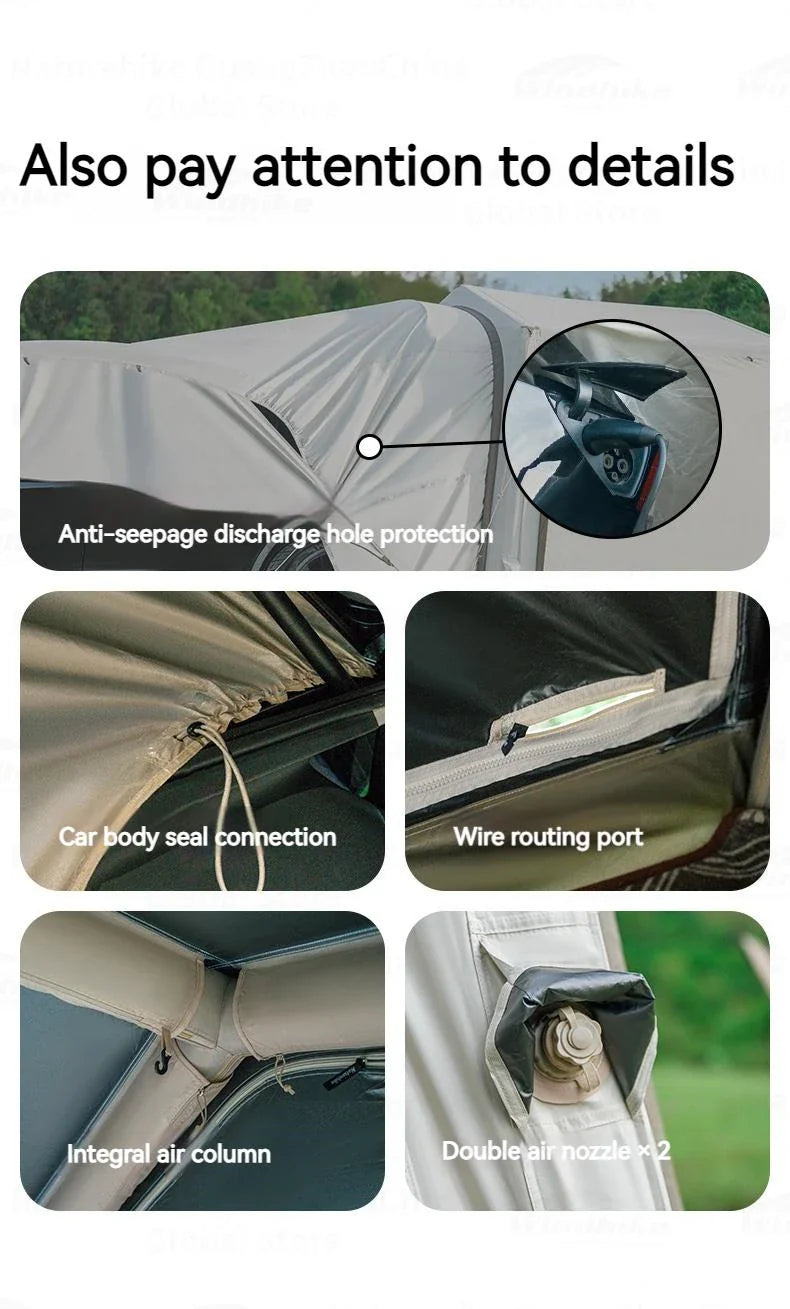 Naturehike AIR 7.0 Inflatable Car Tail Tent Portable SUV MPV Side Tunnel Tent Sunshade Waterproof Beach Car Rear Tent Camping Outdoor 35㎡ With Canopy