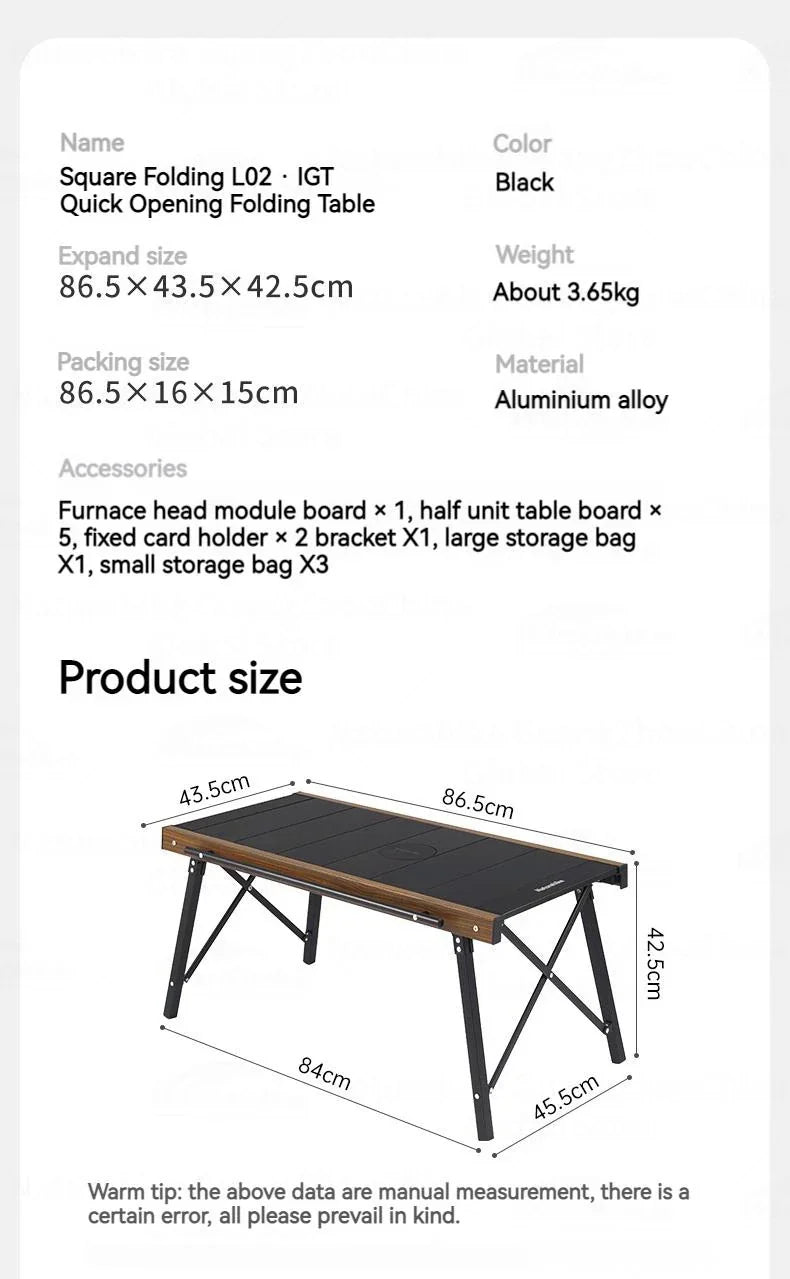 Naturehike IGT Aluminum Alloy Folding Table Multifunctional Quick-Open Table Removable BBQ Grill Wood Picnic Fishing Hiking Camping Outdoor