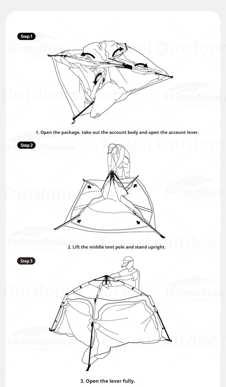 Naturehike ANGO PLUS Automatic Tent Upgraded Portable Lightweight 3-4 Persons Quick Opening Tent Camping Park Canopy Tent Integrated Tent Waterproof