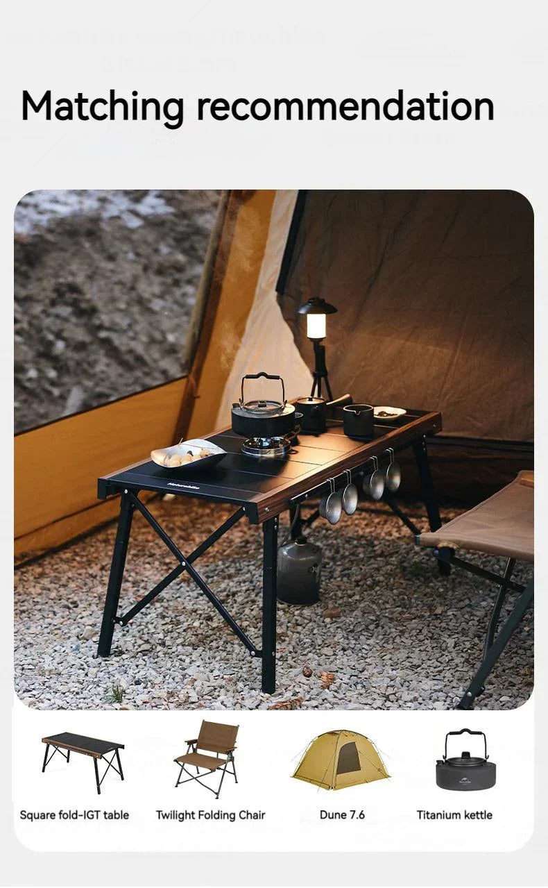 Naturehike IGT Aluminum Alloy Folding Table Multifunctional Quick-Open Table Removable BBQ Grill Wood Picnic Fishing Hiking Camping Outdoor