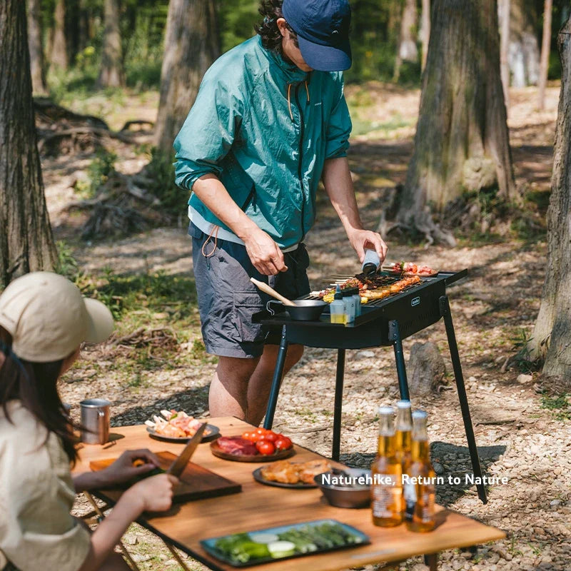 Naturehike Ink Smoke Vertical Barbecue Grill Portable Foldable Multi Functional BBQ Griller Food Grade Grilled Net Thickened Charcoal Basin Outdoor