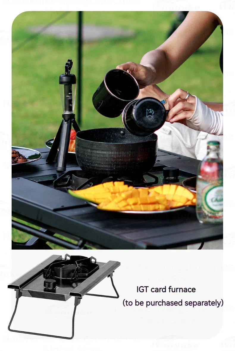 BLACKDOG Folding IGT Dining Table Outdoor Desktop Aluminum Alloy Portable Lightweight Egg Roll Table Camping Hiking Picnic Beach Travel Heavy Duty Original Black Dog