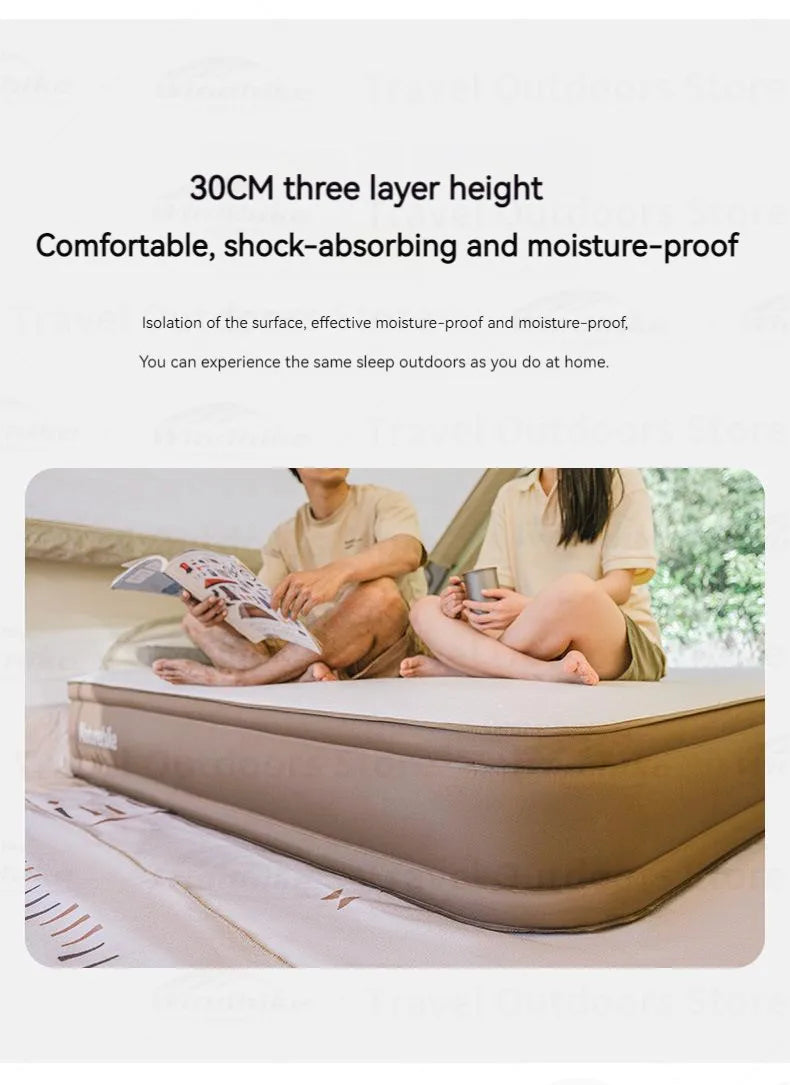 Naturehike Inflatable Air Mat Outdoor Double Mattress Tent Sleeping Pad Tourist Inflating Bed With 4 in 1 Built-in Pump Camping Hiking Picnic Beach Travel Heavy Duty Original Nature Hike