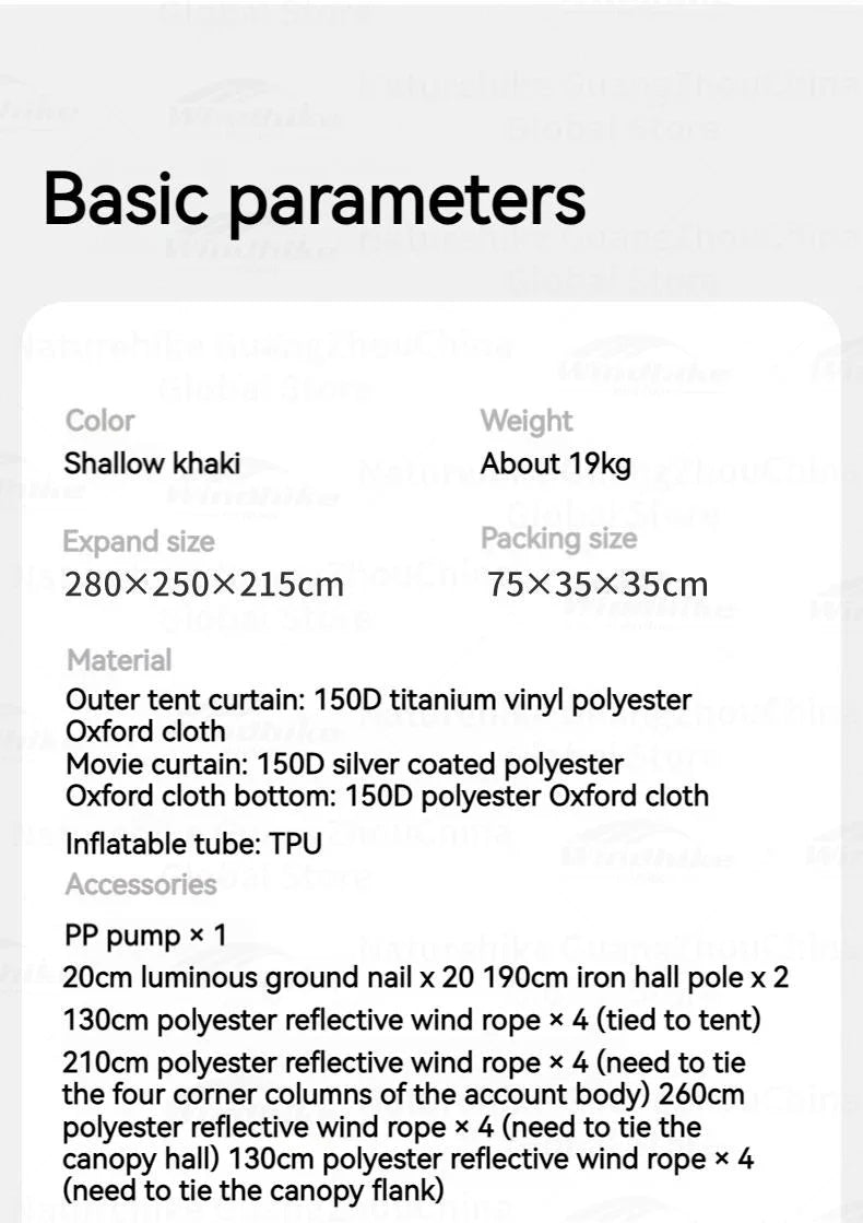 Naturehike AIR 7.0 Inflatable Car Tail Tent Portable SUV MPV Side Tunnel Tent Sunshade Waterproof Beach Car Rear Tent Camping Outdoor 35㎡ With Canopy