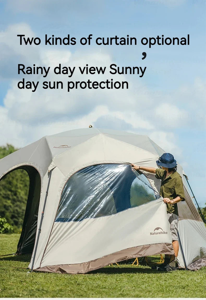 Naturehike CLOUD WORLD Series Hexagon Dome Modular Automatic Tent Canopy UPF12500+ Sunshade Windproof Waterproof PU5000+ Quick Open Tent Tarp Chimney