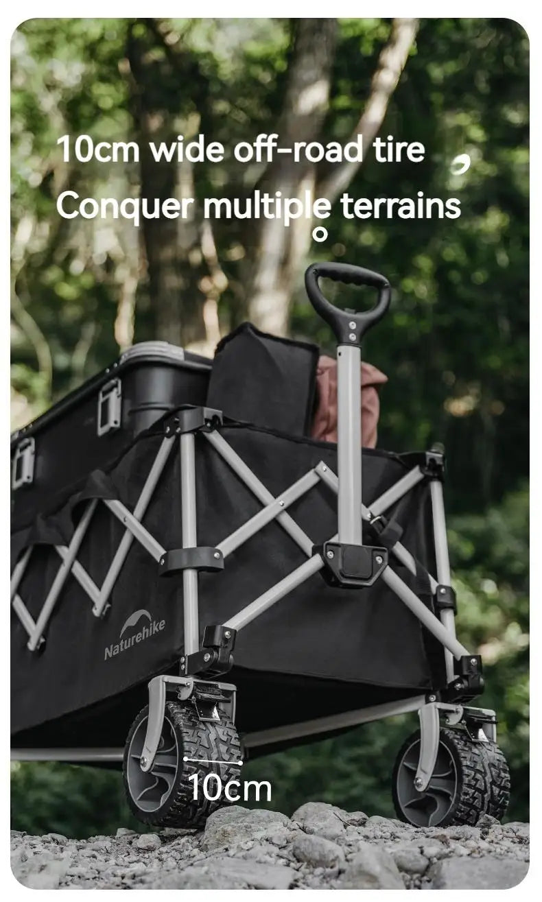 Naturehike RUBIK's CUBE Series Folding Trolley Portable Ultralight All Terrain Collapsible Gathering Hand Cart Wagon With Brake Large Capacity Storage