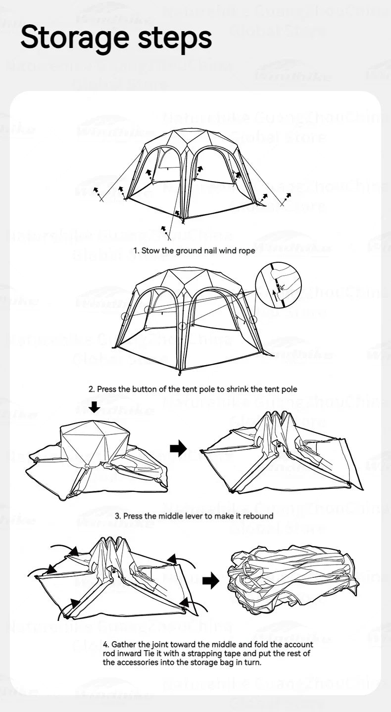 Naturehike CLOUD WORLD Series Hexagon Dome Modular Automatic Tent Canopy UPF12500+ Sunshade Windproof Waterproof PU5000+ Quick Open Tent Tarp Chimney