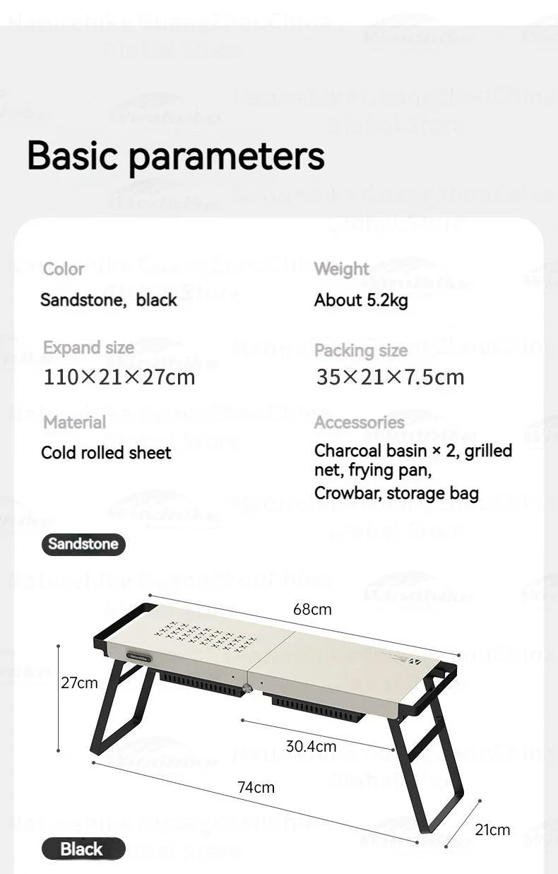 Naturehike Folding Barbecue Table Grill Box Portable Lightweight Multifunctional Foldable Black White BBQ Grill Rack Stove Table Supply Camping