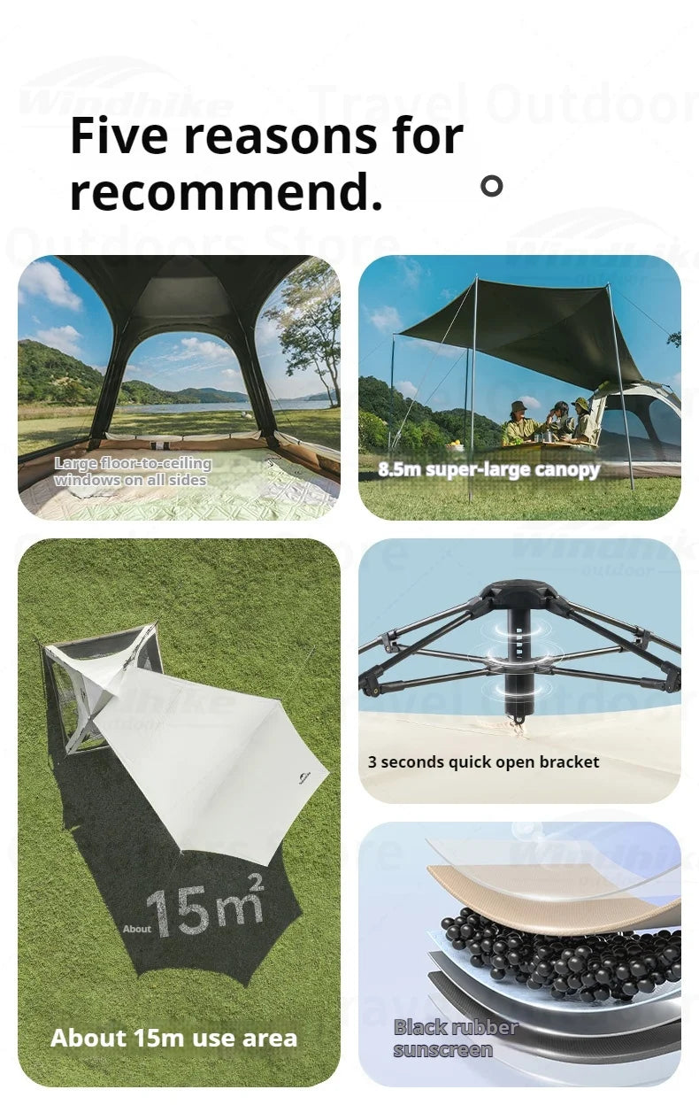 Naturehike ANGO PLUS Automatic Tent Upgraded Portable Lightweight 3-4 Persons Quick Opening Tent Camping Park Canopy Tent Integrated Tent Waterproof