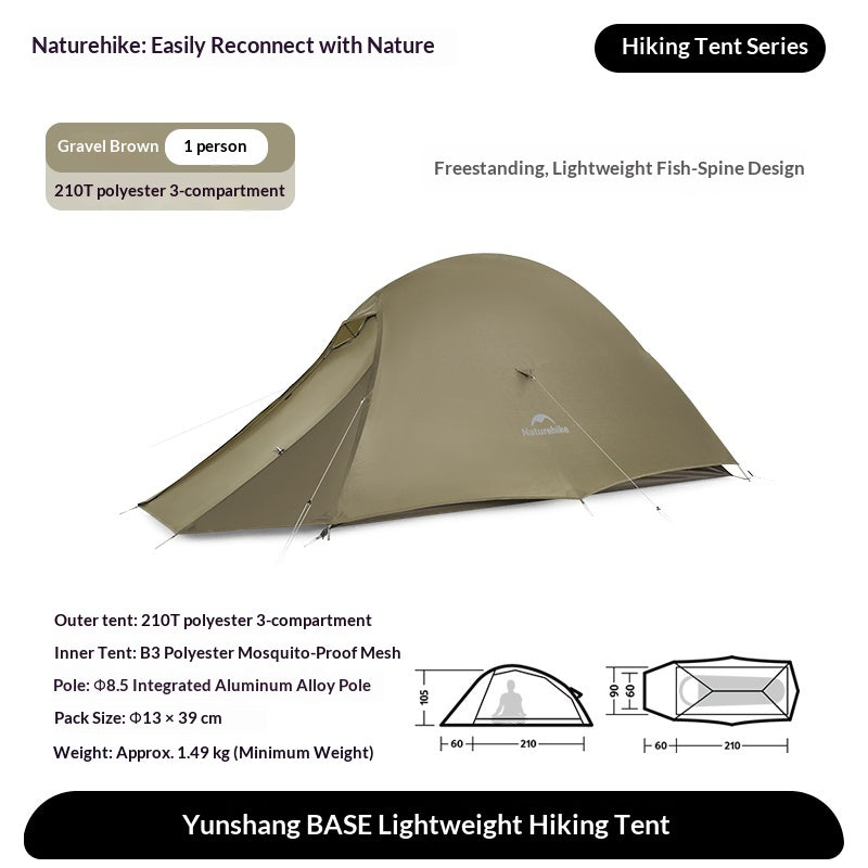 Naturehike Cloud Up Base Tent Portable Ultralight Double Layer 1-2 Person Sun Shelter Backpacking Tent Waterproof Windproof 210T Nylon Camping Outdoor Hiking Trekking Heavy Duty Original Nature Hike