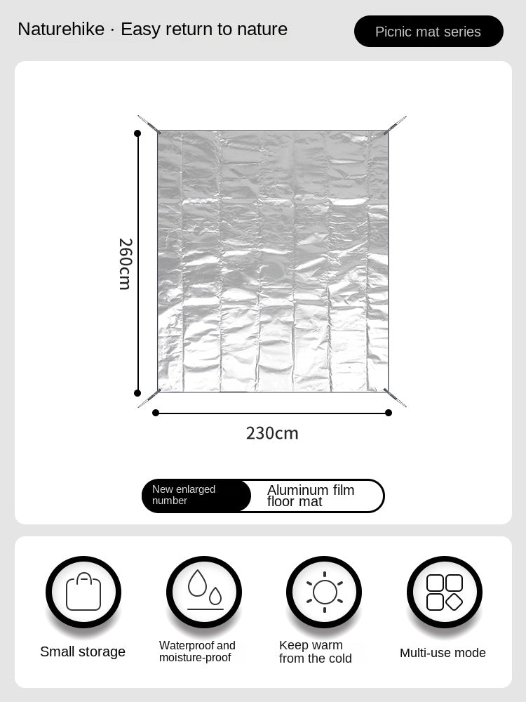 Naturehike Aluminum Foil Floor Mat Moisture Proof Groundsheet 5 Sizes for P-Series ANGO 3 4 VILLAGE 6 13 Mat Waterproof Outdoor Camping Multifunctional Tent Ground Sheet Cover Footprint