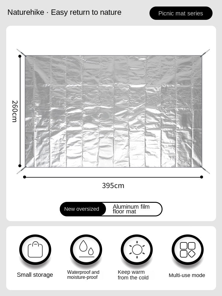 Naturehike Aluminum Foil Floor Mat Moisture Proof Groundsheet 5 Sizes for P-Series ANGO 3 4 VILLAGE 6 13 Mat Waterproof Outdoor Camping Multifunctional Tent Ground Sheet Cover Footprint