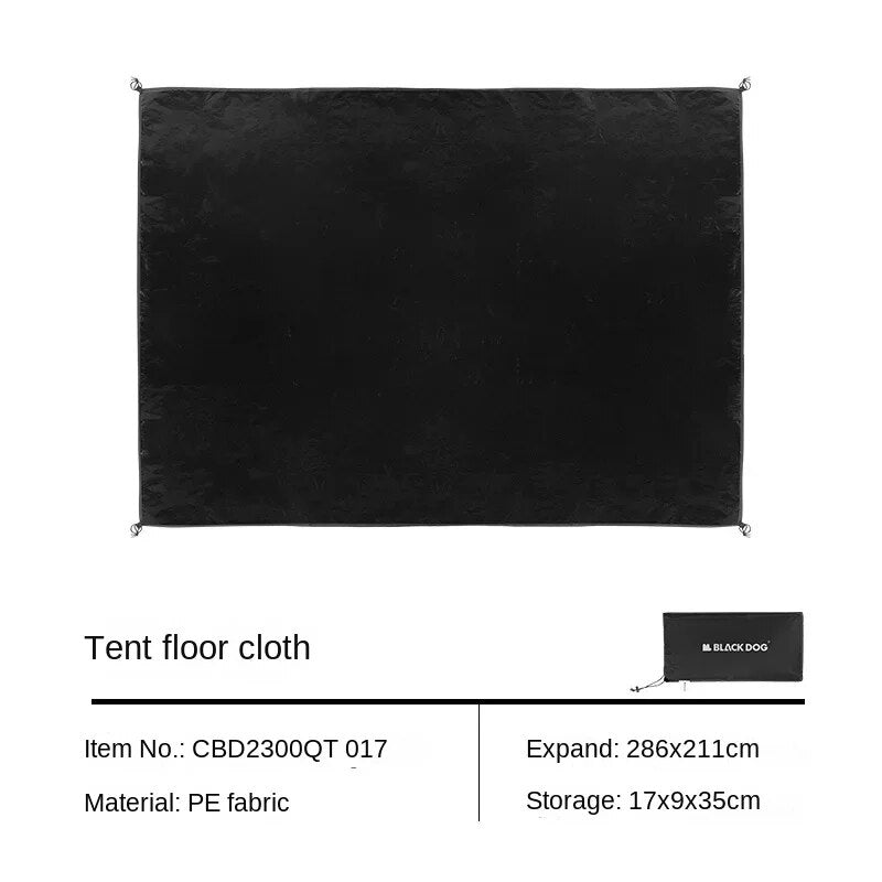 BLACKDOG Black Groundsheet Mat Tent Ground Floor Cloth Sheet Footprint Matting Waterproof 2000mm PE Polyethylene Fabric 3-Sizes
