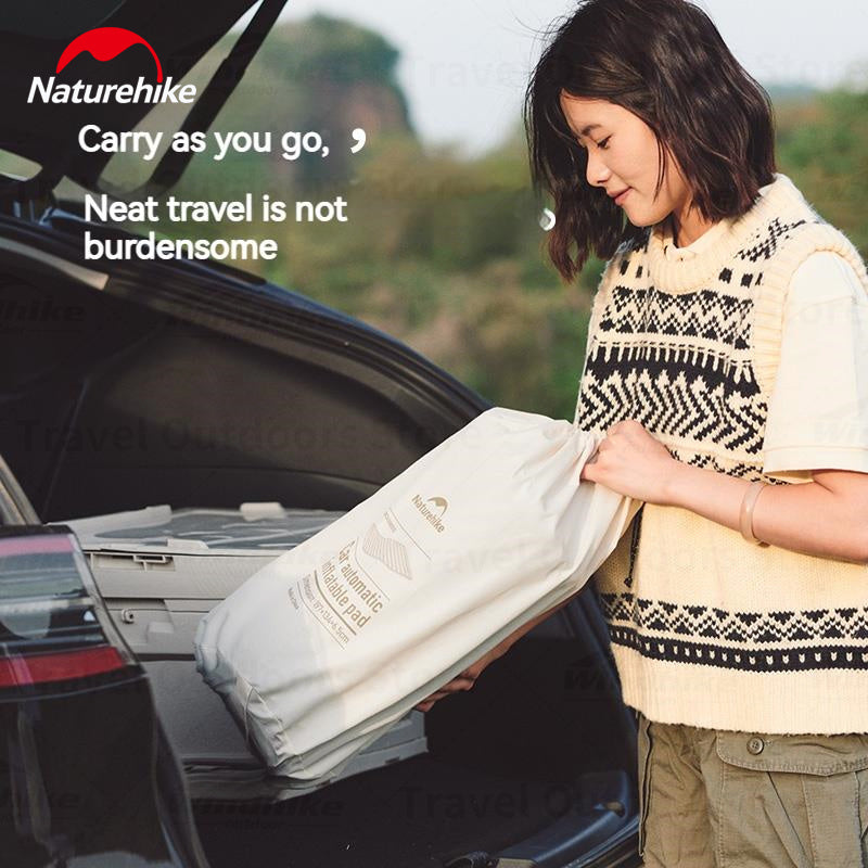 Naturehike FEATHER BONE Series Self-Inflating Car Camping Bed Automatic Inflatable Mattress Back Seat Car Sleeping Bed Single Travel Trunk Mat Sponge