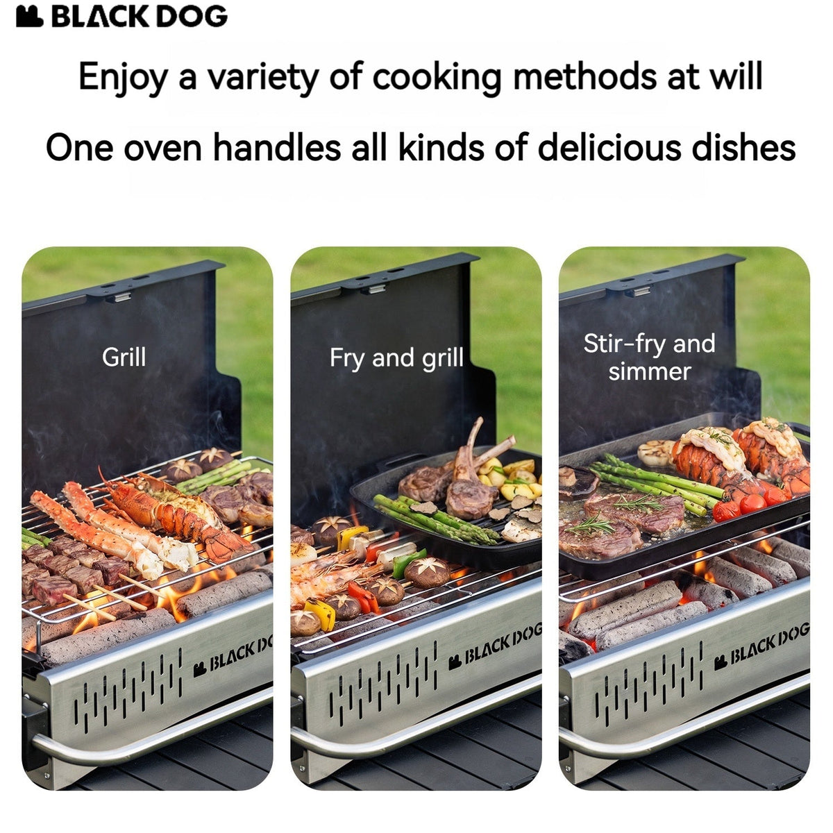Blackdog Portable Folding Charcoal Grill 2 Sizes BBQ Tabletop Adjustable Camping Stove Outdoor