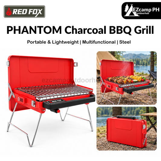 Redfox PHANTOM Charcoal BBQ Grill Portable Lightweight Multifunctional Foldable Butane Gas Stove Cooker Burner Picnic Travel Kitchen Outdoor Camping