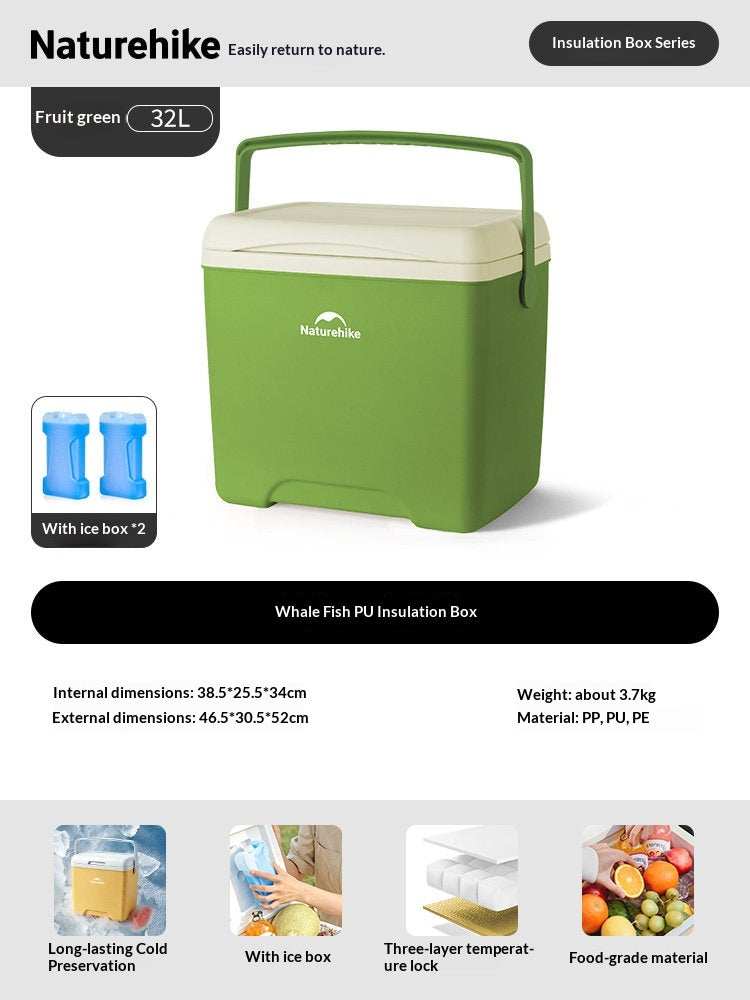 Naturehike 32L PU Insulated Box Portable Food-Grade Large-Capacity Cooler Chest Cold And Hot Up To 48H Food Drinks Ice Outdoor Camping Travel