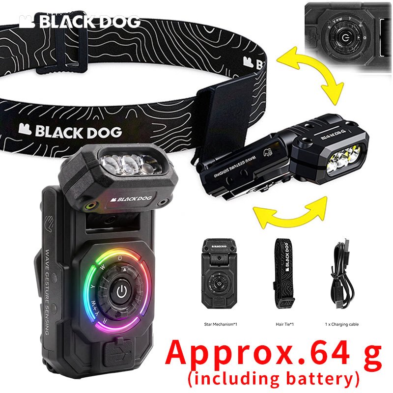 Blackdog STARGEAR LED Headlamp 580LM Cap Clip Flashlight Gesture Sensor Rechargeable Magnetic RGB