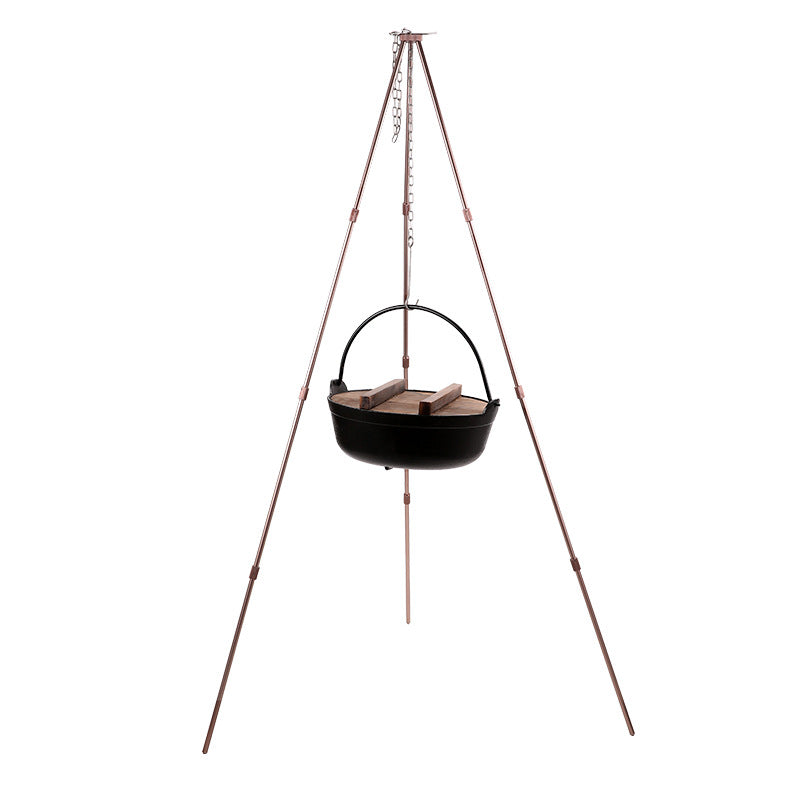 Campingmoon MS-105-BK MS-080-BK Hanging Pot Tripod Bracket Outdoor Portable Lightweight Three-Section Detachable Barbeque Rack Cookware Utensil
