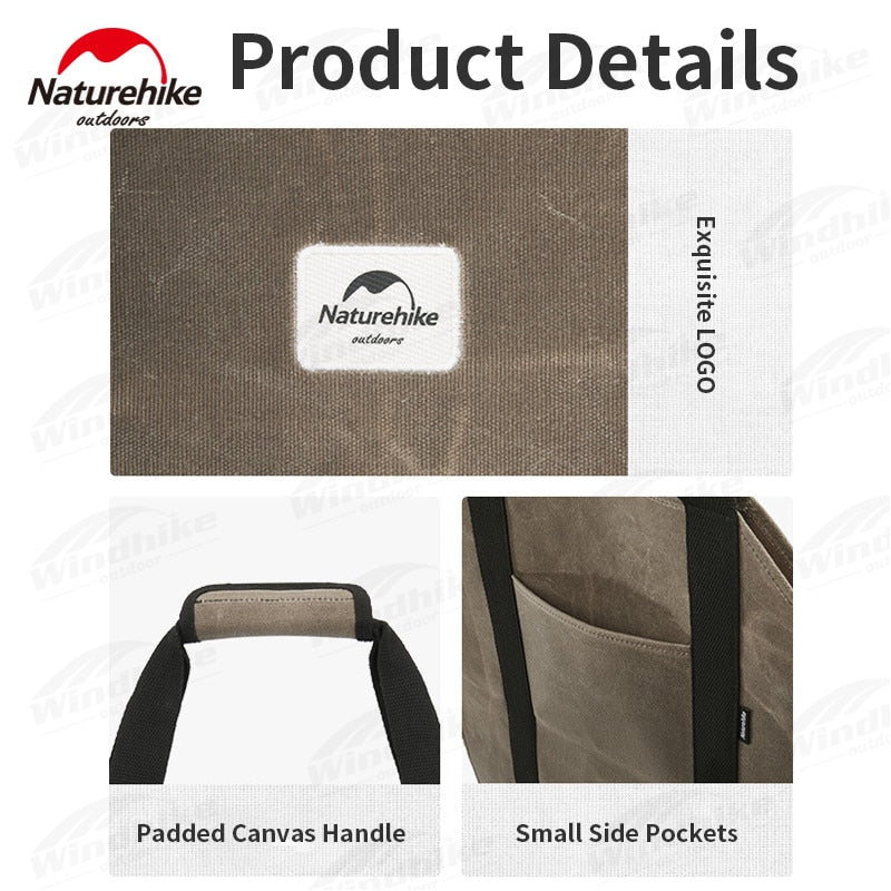 Naturehike Firewood Carrying Storage Bag Portable Ultralight Multi-Purpose Thick Canvas 16A Oil Wax Canvas Fire Wood Camping Tent Pole Carrier Carry Outdoor Hiking Beach Travel Equipment Original Nature Hike