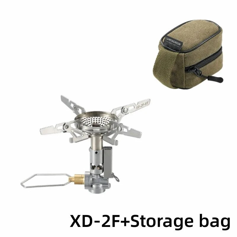 CAMPINGMOON XD-2F Mini High-Power Rocket Stove Duty Butane Gas Fuel Burner 3.3kw Firepower Built-in Igniter Screw Type with Storage Bag Camping Hiking