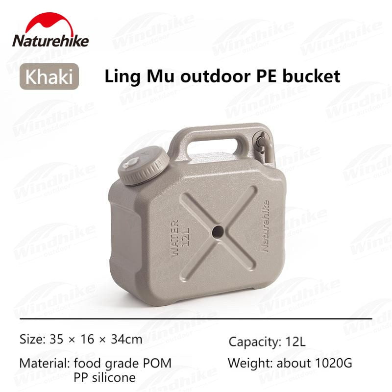 Naturehike 12L / 20L PE Outdoor Portable Bucket Food Grade Plastic Retro Style Travel Picnic Drinking Water Storage Container Camping Equipment