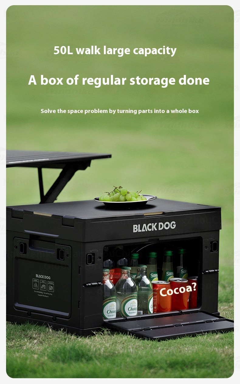 Blackdog 50L Folding Storage Box Portable Lightweight Multipurpose Large Capacity Sundries Box With Table Board 5 Door Polypropylene Outdoor Camping Hiking