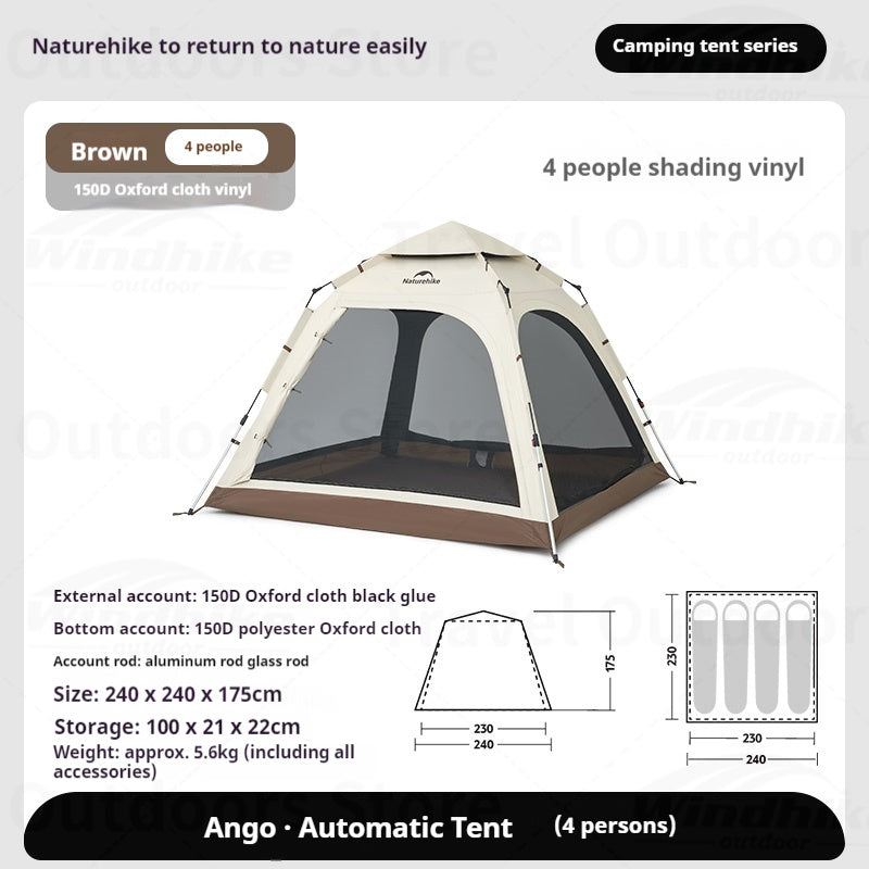 Naturehike ANGO PLUS Automatic Tent Upgraded Portable Lightweight 3-4 Persons Quick Opening Tent Camping Park Canopy Tent Integrated Tent Waterproof