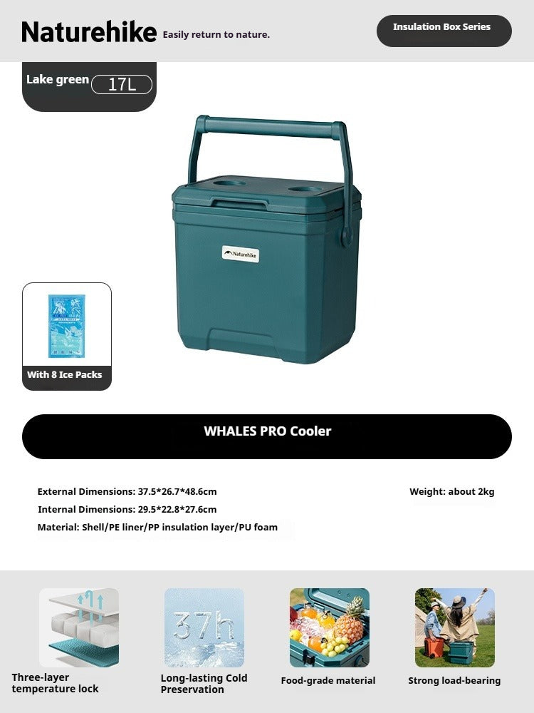 Naturehike WHALES PRO Cooler Portable Multipurpose 17/24/36L Capacity Food Drink Ice Storage Container Chest Box PU Cold Up To 49H Outdoor Camping