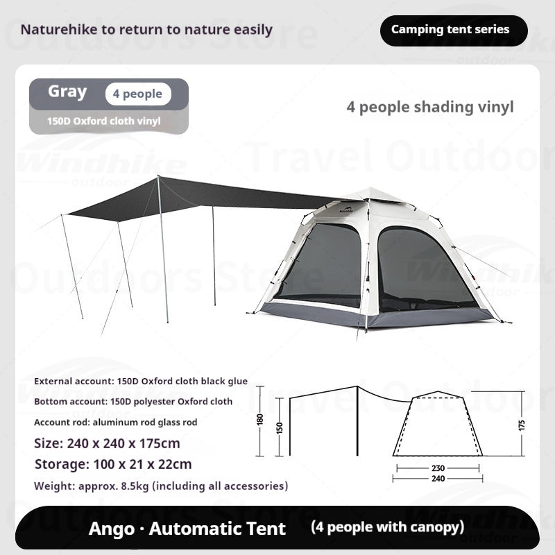 Naturehike ANGO PLUS Automatic Tent Upgraded Portable Lightweight 3-4 Persons Quick Opening Tent Camping Park Canopy Tent Integrated Tent Waterproof
