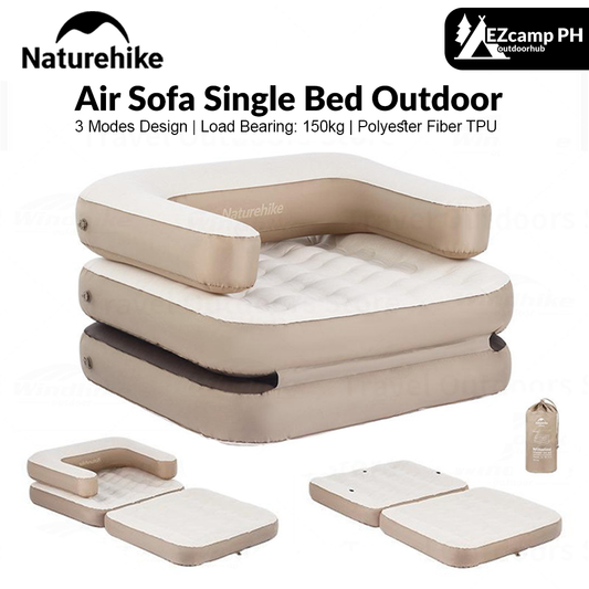 Naturehike Air Sofa Single Bed Outdoor Portable Lightweight Inflatable Mattress 3 Modes Design SF02 TPU Air Lounge Sleeping Pad Cushion Camping Hiking Picnic Travel Heavy Duty Original Naturehike