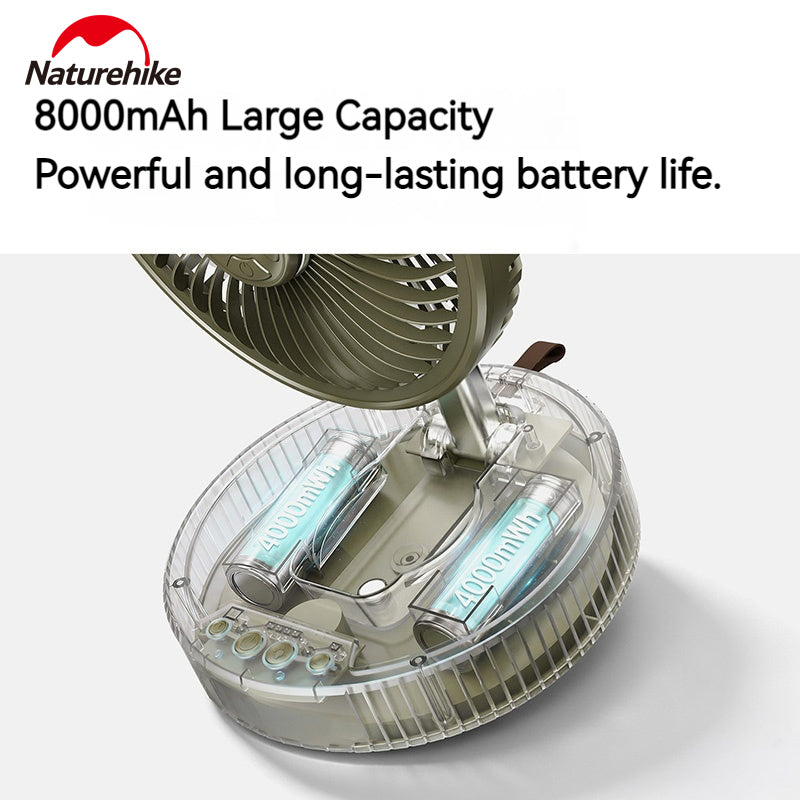 Naturehike Z Portable Camping Fan Rechargeable LED Light Hanging Desktop Outdoor Tent Fan