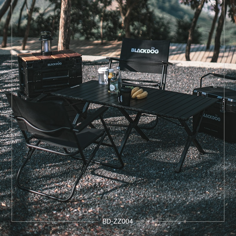 BLACKDOG Black Aluminum Alloy Egg Roll Camping Table Portable Folding Lightweight Outdoor Camp Foldable Table Large 6 Legs Heavy Duty Black Dog