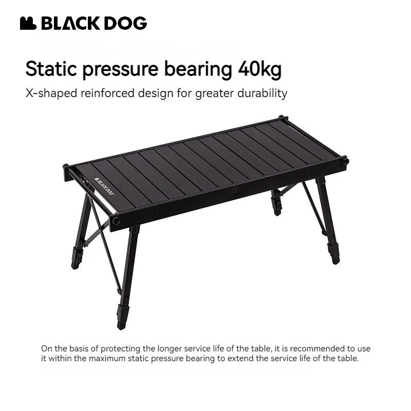 BLACKDOG Black IGT Portable Table Compatible Free Combination Height Adjustable Camping Table Foldable Outdoor Stove Aluminum Alloy 40kg Max Load