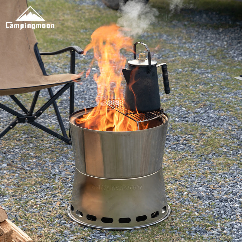 Campingmoon MF-038 Smokeless Fire Pit Wood Burning BBQ Grill Portable Outdoor Camping Bonfire Stove