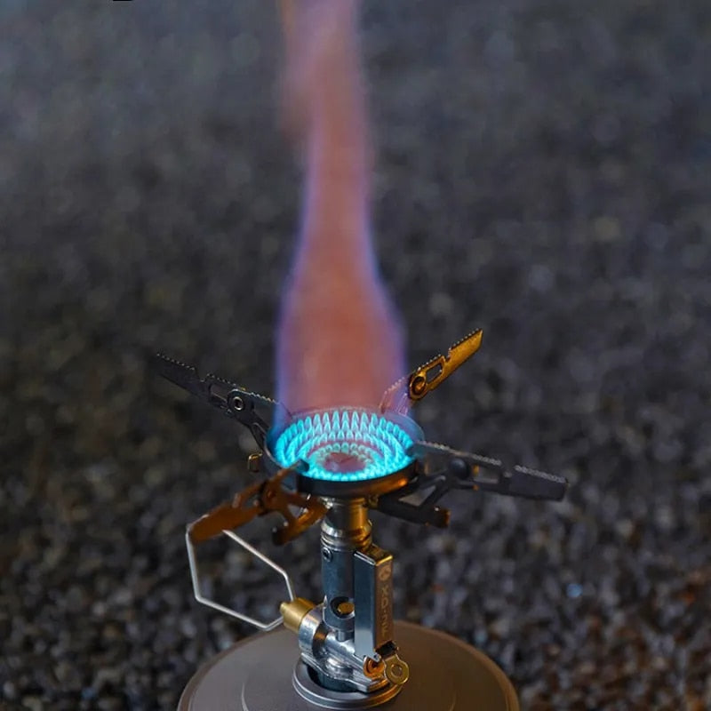 CAMPINGMOON XD-2F Mini High-Power Rocket Stove Duty Butane Gas Fuel Burner 3.3kw Firepower Built-in Igniter Screw Type with Storage Bag Camping Hiking