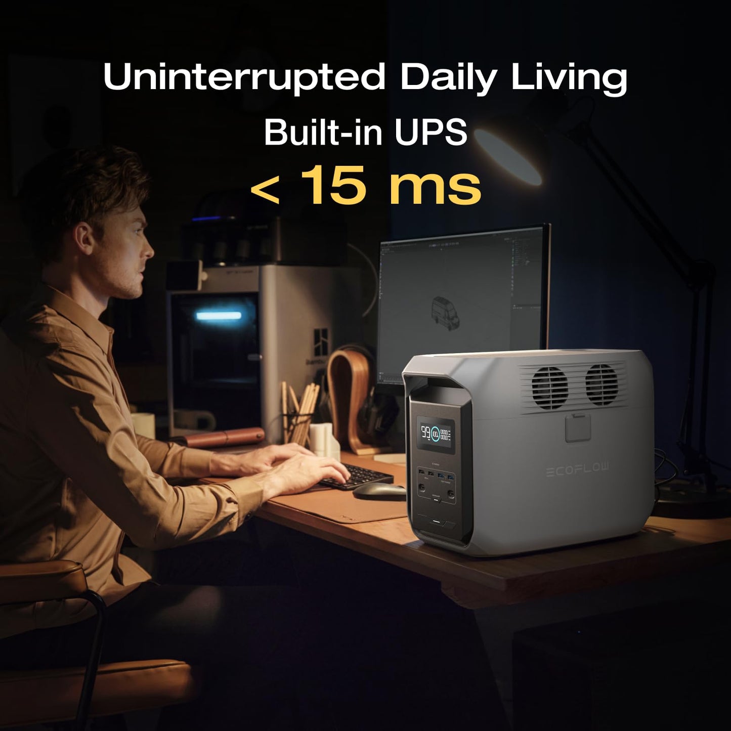 Ecoflow DELTA 3 1500 Power Station INT Portable Home Battery Backup Charging 100% In 1.5 Hours 1800W Up To 2200W With X-Boost Energy Storage