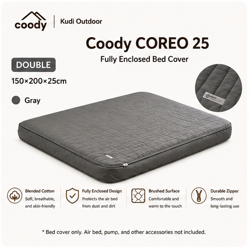 Coody AIR BLOCK COREO 25 35 Fitted Sheet Bed Cover Portable All Around Six Sided Bed Mattress Cover Bedsheet Quilted Cotton Machine Washable