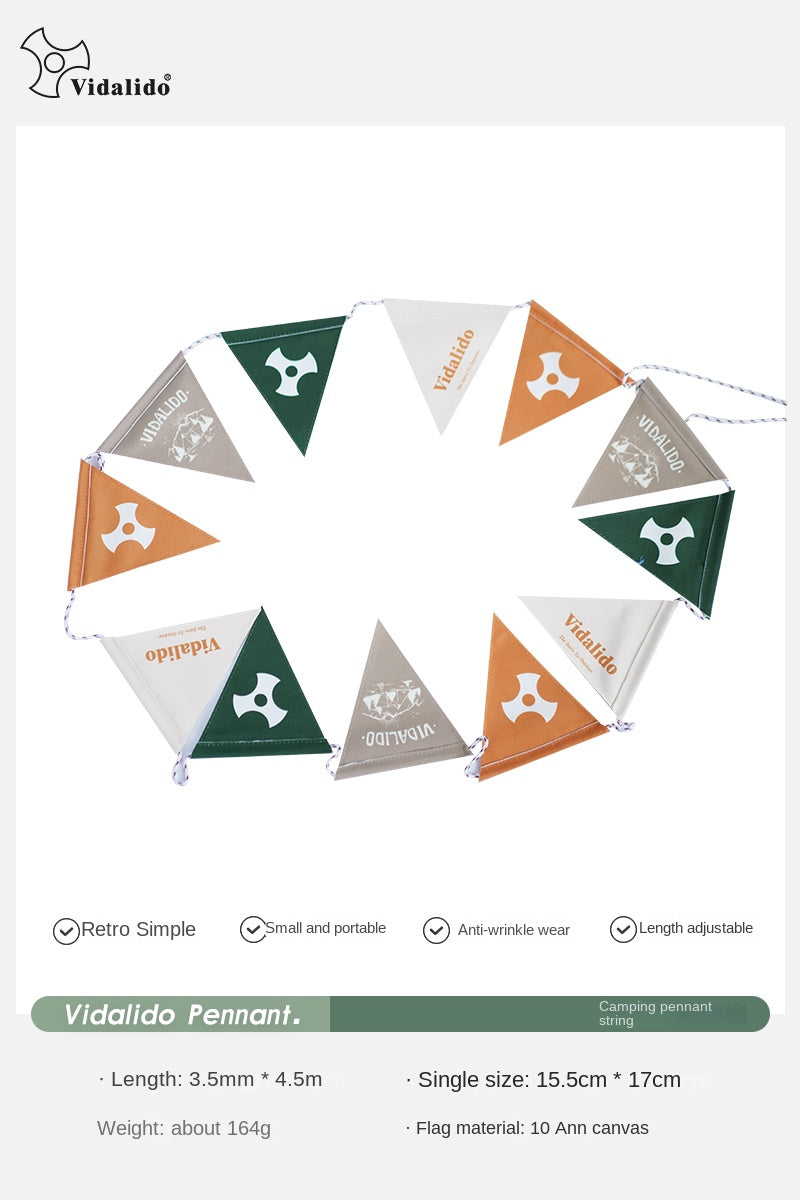 Vidalido Colorful Flag Pennant Portable Ultralight 4.5m Decorative Atmosphere Wind Rope Canvas Adjustable Length String Decor Outdoor Camping Tent