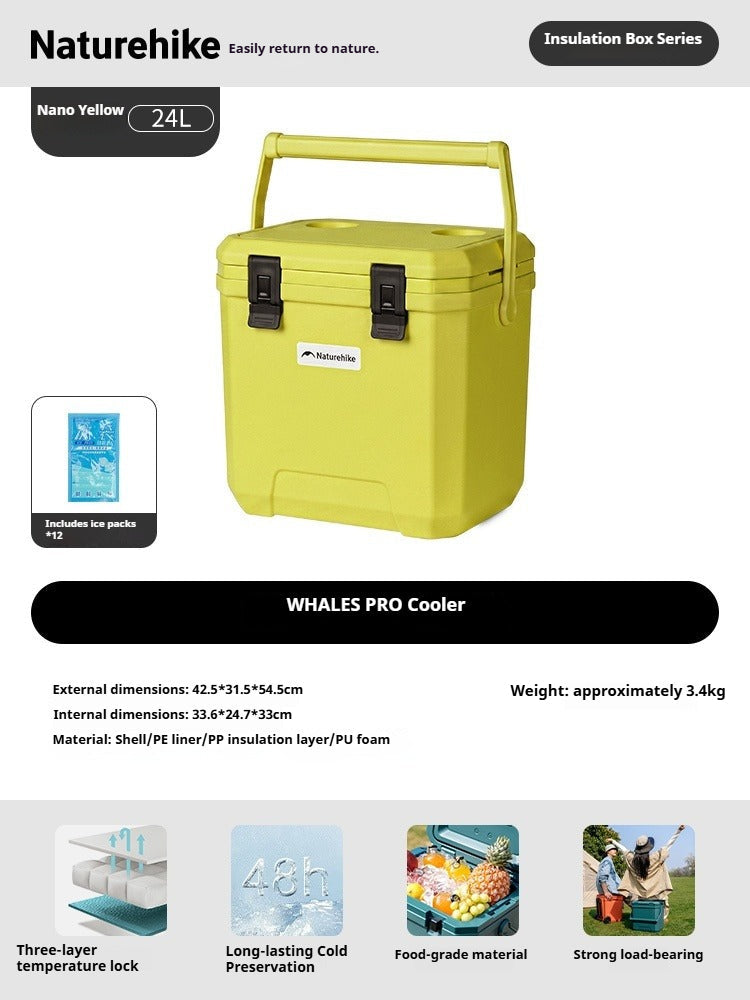 Naturehike WHALES PRO Cooler Portable Multipurpose 17/24/36L Capacity Food Drink Ice Storage Container Chest Box PU Cold Up To 49H Outdoor Camping