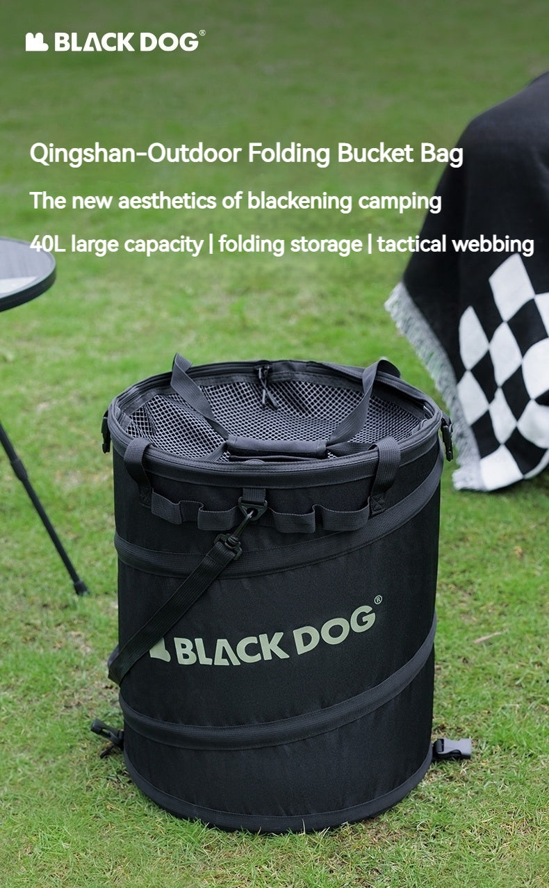 BLACKDOG Multi-Functional Bucket Bag 40L Capacity Outdoor Portable Ultralight Folding Round Clothes Bag Sundry Storage Box Hiking Camping Picnic Beach Travel  Heavy Duty Original Black Dog