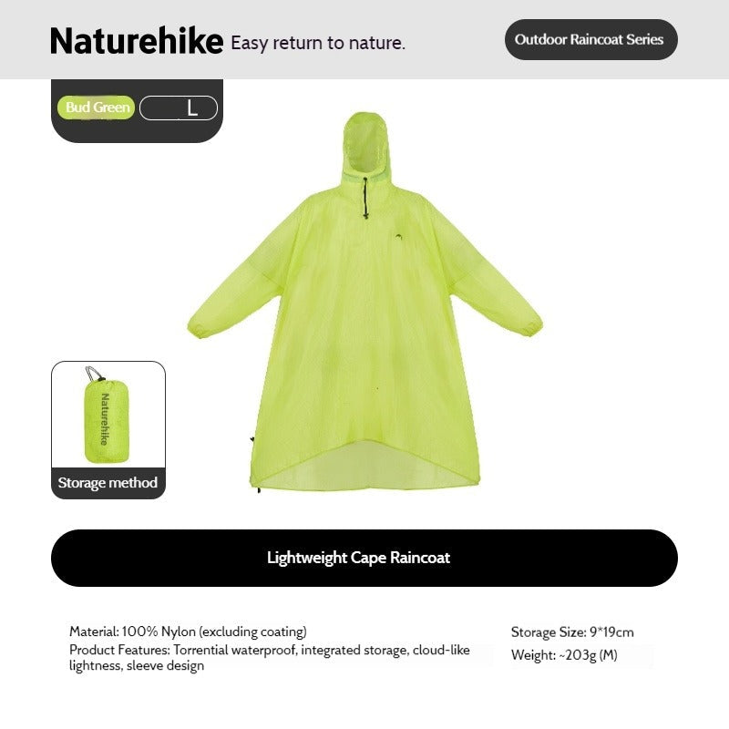 Naturehike Lightweight Poncho Raincoat Portable Foldable Unisex Sleeve Design Waterproof Outdoor Camping Hiking Cycling Travel Mountaineering