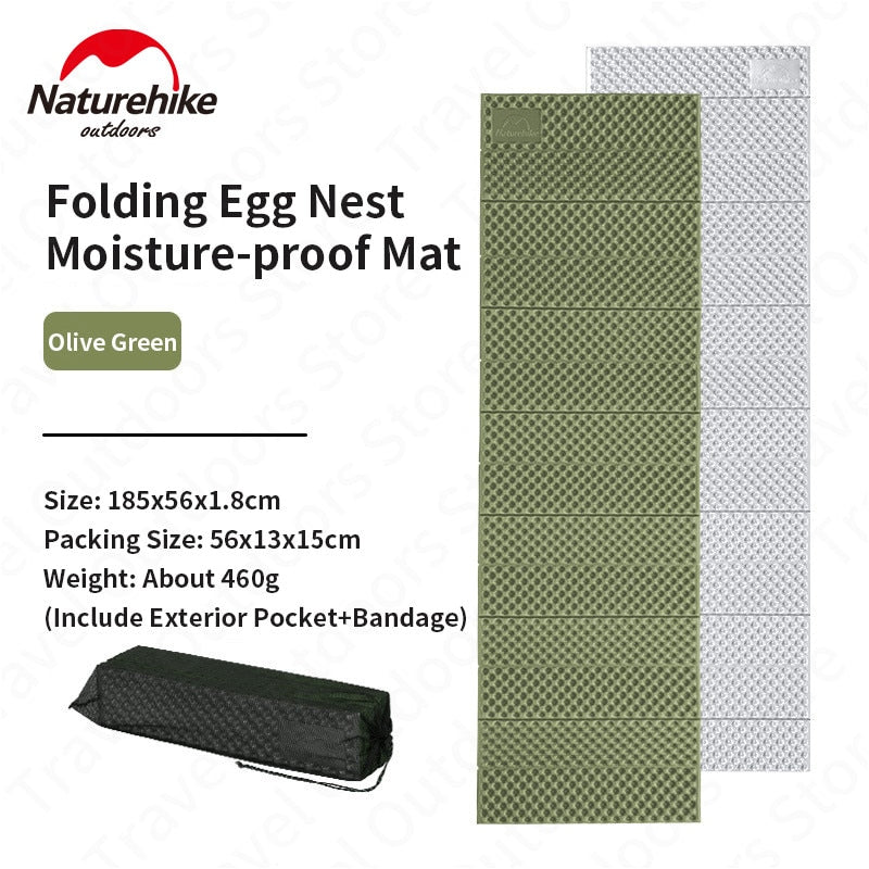 Naturehike Folding Egg Nest Moistureproof Pad Portable 1.8CM Thickness Outdoor Sleeping Mat Single Person Tray Groove Camping Pad Soft Tent Bed