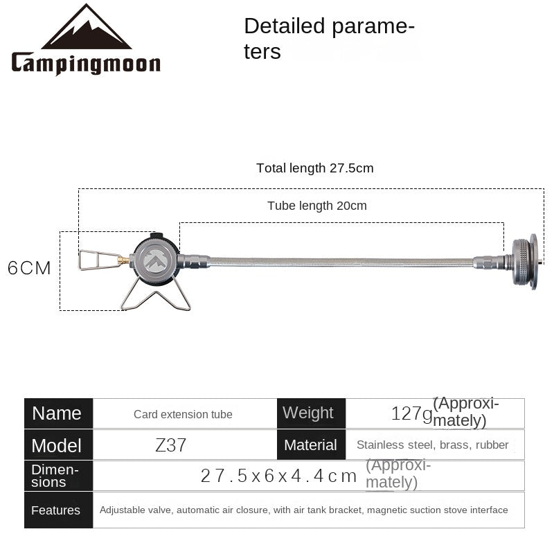 Campingmoon Gas Stove Adapter Burner Nozzle Type Standard Butane Fuel Gas Canister Hose Extension Tube Propane Cylinders Adaptor Stove Connector