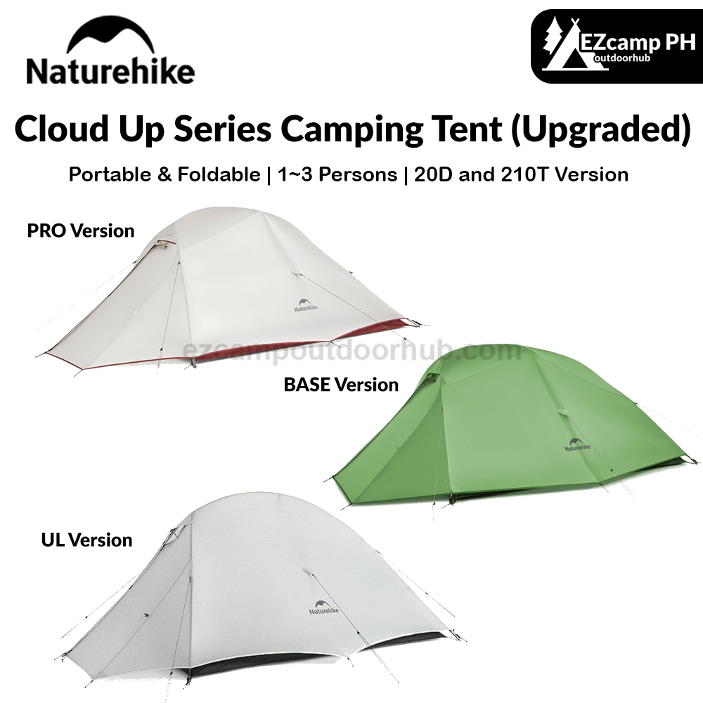 Naturehike Cloud Up Series 1 2 3 Person Portable Ultralight Outdoor Camping Hiking Waterproof 3 Season Camp Tent in 210T 20D Original Upgraded Version