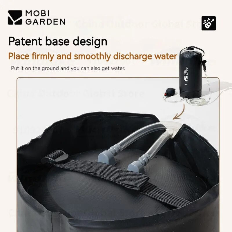 MOBI GARDEN Portable Shower Bag Outdoor 10L/20L Large-Capacity Foot-Operated Air Pump Shower Bath Camping Water Bag Simple Solar Heating Bag Camping Hiking Picnic Travel Heavy Duty Original MobiGarden