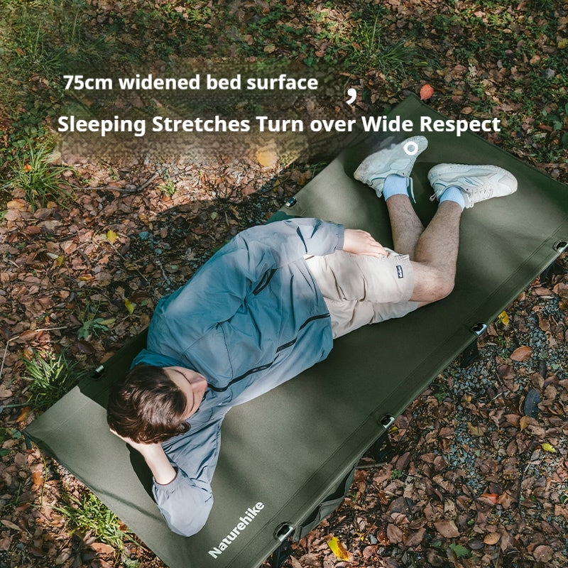 Naturehike XJC08 Camping Cot Portable Foldable Ultralight 75cm Wide Sleeping Bed Mattress Leverage Lock Design Load Bearing Up To 150kg Outdoor Hiking Backpacking Travel Survival Gear