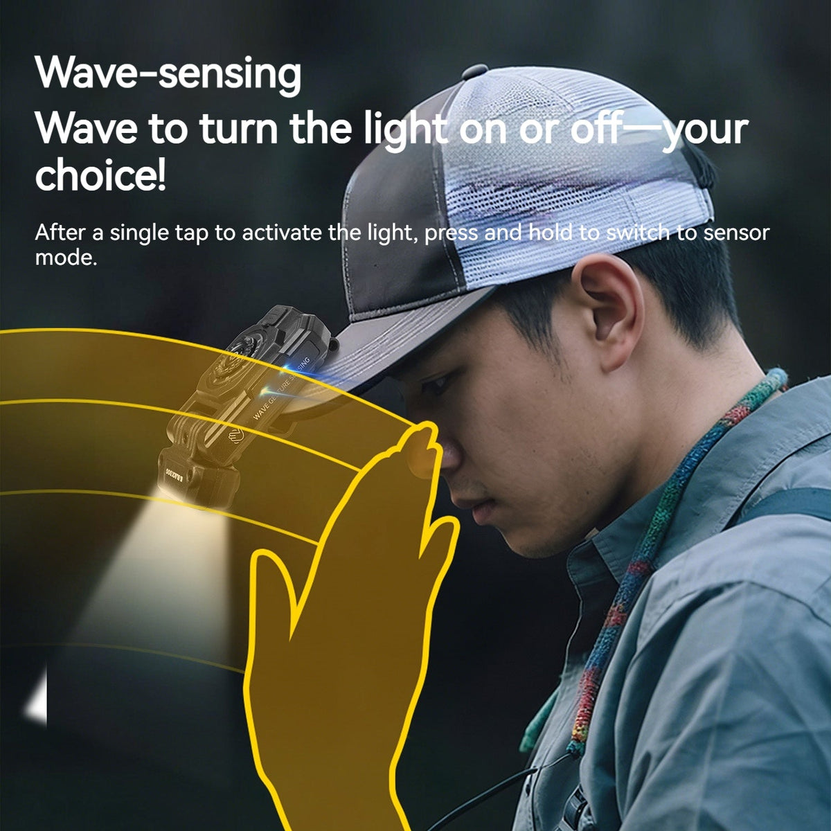 Blackdog STARGEAR LED Headlamp 580LM Cap Clip Flashlight Gesture Sensor Rechargeable Magnetic RGB