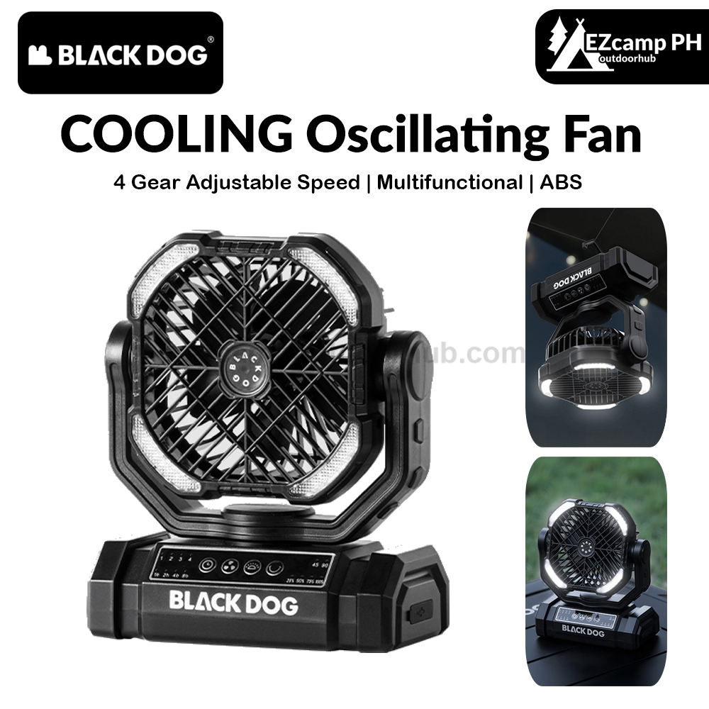 Blackdog COOLING Oscillating Fan Portable Lightweight Multifunctional Wireless Electric Desktop Small Fan With Lamp 10000mAh USB Charging Camping Outdoor