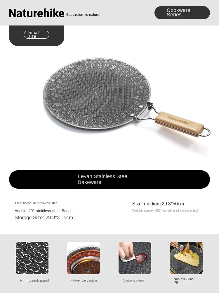 Naturehike Barbecue Grill Pan Portable Multipurpose Foldable Non-Stick Stainless Steel Baking Pan Tray Cooking Grill Frying Pan Partition Heating Design